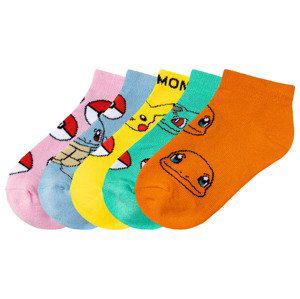 Dievčenské nízke ponožky, 5 párov (27/30, Pokémon)
