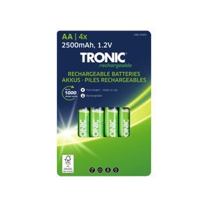 TRONIC® Nabíjateľné batérie Ni-MH Ready 2 Use, 4 kusy (AA)