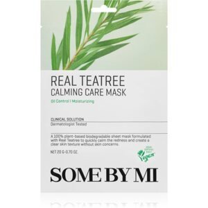 Some By Mi Clinical Solution Teatree Calming Care Mask upokojujúca plátienková maska pre problematickú pleť, akné 20 g