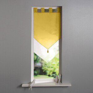 Blancheporte Dvojfarebná vitrážová záclonka do špičky zakončená pútkami žltá/biela 45x90 cm