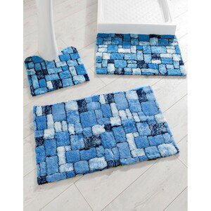 Blancheporte Hebká kúpeľňová predložka Mozaika modrá 50x40cm