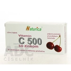 PharmTurica s.r.o. Naturica VITAMÍN C 500 mg so zinkom tbl (cmúľavé tablety) 1x30 ks 30 ks