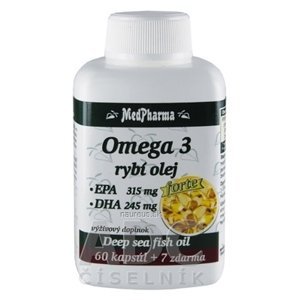 MedPharma, spol. s r.o. MedPharma OMEGA 3 rybí olej forte - EPA, DHA cps 60+7 zadarmo (67 ks) 67 ks