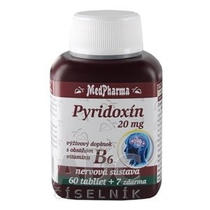MedPharma, spol. s r.o. MedPharma PYRIDOXÍN 20 mg (vitamín B6) tbl 60+7 zadarmo (67 ks) 20mg