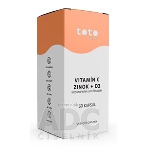 TOTO Pharma s.r.o. TOTO VITAMÍN C + ZINOK + D3 cps (s postupným uvoľňovaním) 1x60 ks