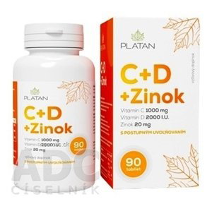 PLATAN, s.r.o. PLATAN Vitamín C + D + Zinok tbl s postupným uvoľňovaním 1x90 ks
