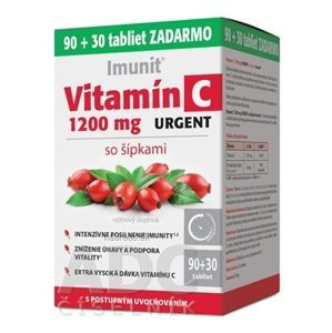 Simply You Pharmaceuticals a.s. Imunit Vitamín C 1200 mg URGENT so šípkami tbl s postupným uvoľňovaním 90 + 30 zadarmo (120 ks)