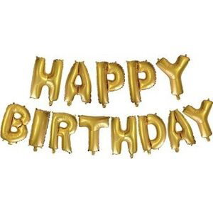 Balón fóliový nápis Happy Birthday veľkosť písmena 35 cm – gold