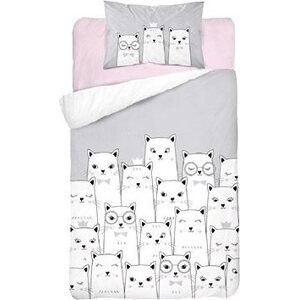 Mačičky, sivé, bavlna, 100 × 135, 40 × 60 cm