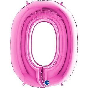 Fóliový balónik, 102 cm, číslica „0“, ružový