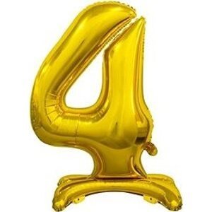 Balón fóliový číslice zlaté na podstavci , 74 cm – 4