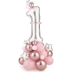 Súprava balónikov 1. narodeniny dievča – ružová – 90 × 140 cm – 45 ks
